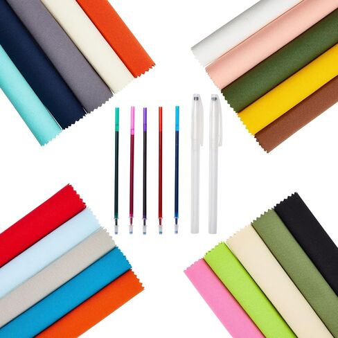 25 Piece Kit Embroidery Cloth Fabric Squares in 20 Colors with 5 Water Soluble Pens for DIY Crafts (8 x 8 in) in Saudi Arabia