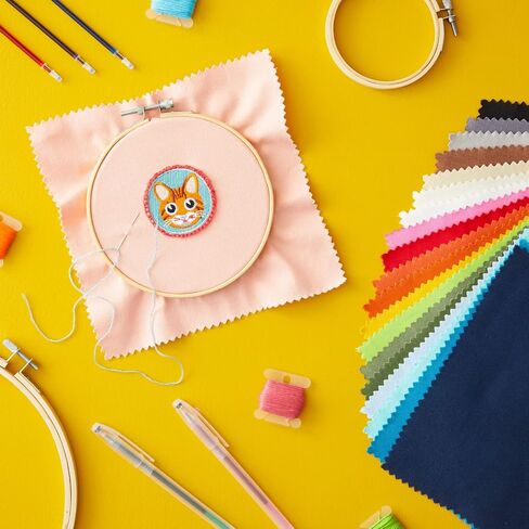 25 Piece Kit Embroidery Cloth Fabric Squares in 20 Colors with 5 Water Soluble Pens for DIY Crafts (8 x 8 in) in Saudi Arabia