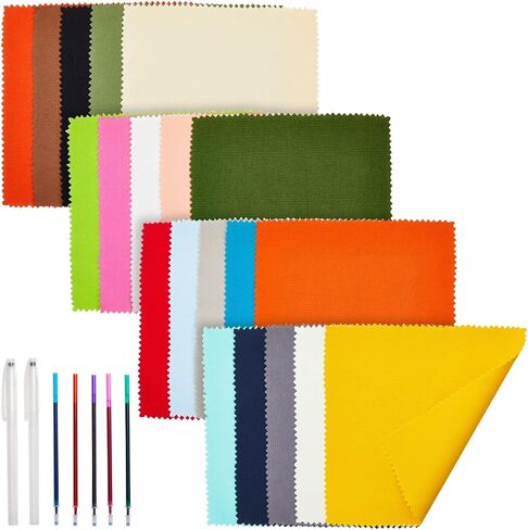 25 Piece Kit Embroidery Cloth Fabric Squares in 20 Colors with 5 Water Soluble Pens for DIY Crafts (8 x 8 in) in Saudi Arabia