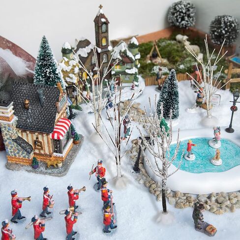 7 قطع من أشجار قرية عيد الميلاد، عرض قرية عيد الميلاد، فروع التوت الاصطناعي لعيد الميلاد في الشتاء، قرية عيد الميلاد المغطاة بالثلوج، أشجار القرية لقضاء العطلات، ديكور حفلات الشتاء in Kuwait