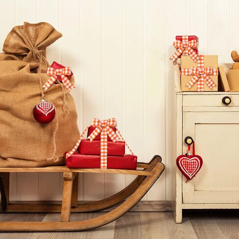 Juexica 2 Inch 6.5 Yards Thanksgiving Orange Wired Ribbons Fall Wired Ribbon Orange White Plaid Gingham Ribbon for Crafts Bow Wreath Christmas Halloween Supplies in Kuwait