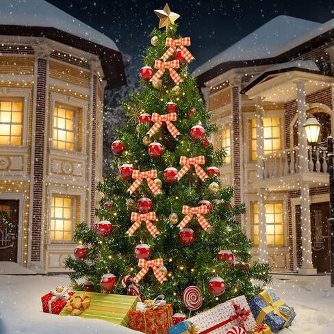 Juexica 2 Inch 6.5 Yards Thanksgiving Orange Wired Ribbons Fall Wired Ribbon Orange White Plaid Gingham Ribbon for Crafts Bow Wreath Christmas Halloween Supplies in Kuwait