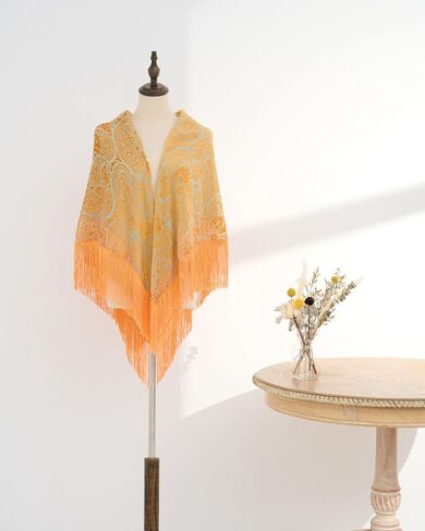 Velvet Shawl Scarf Wraps for Women, Burnout Print with Tassel, Can be Used As Shawl and Scarf,Free Size in Saudi Arabia