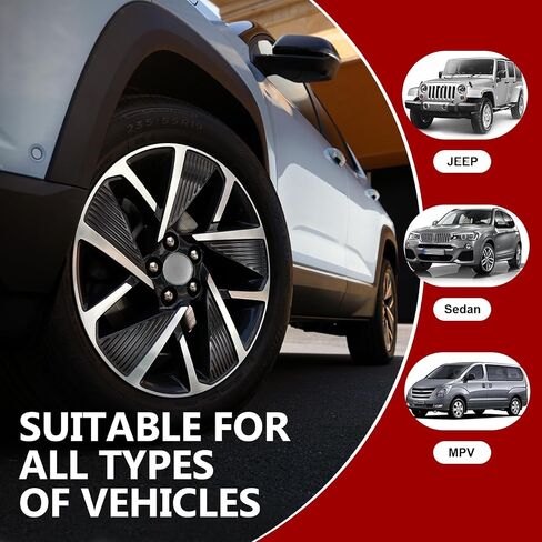 4 PCS Car Wheel Hub Center Cap, Car Outer Tire Rim Modification Decoration, Snap-in Anti-Fall Fastening Installation Accessories, Universal for Most Cars (Black) in Saudi Arabia