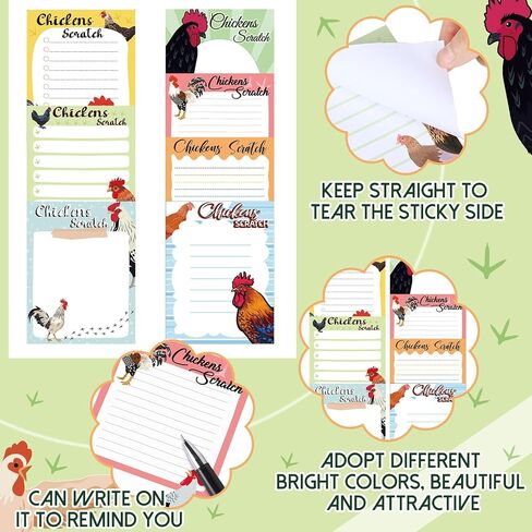 PerKoop 16 Pieces Funny Chickens Sticky to Do Notepad Chicken Scratch Chick Chicken Coop Lover Gifts Country Notebook Self Stick Note Pads for Hens Farm Lover,3 x 4 Inch 480 Pack in Saudi Arabia