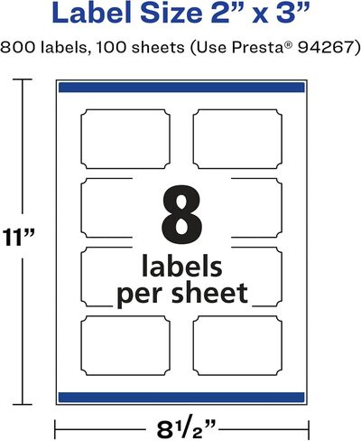 Avery Glossy White Rectangle Scalloped Labels with Sure Feed, 2" x 3", 80 Glossy White Labels, Print-to-The-Edge, Permanent Label Adhesive, Laser/Inkjet Printable Labels in Saudi Arabia