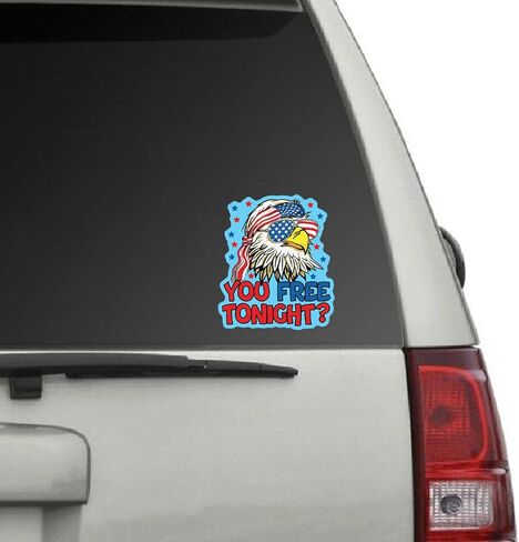 Funny United States of America Bumper Sticker Decal - for Cars, Trucks, Bumpers, Windows, Laptops. Tablets, Cups, Walls - 5.5 Inches at Largest Point (Free Tonight?) in Saudi Arabia