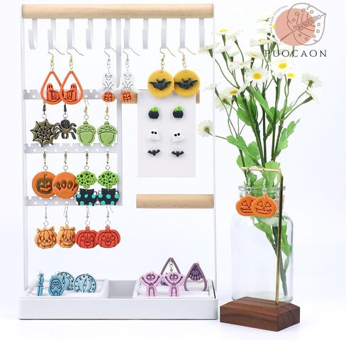 Puocaon Halloween Polymer Clay Cutters - قواطع طين الهيكل العظمي لمجوهرات طين البوليمر، قواطع مجوهرات طين الخفاش المرجل الساحرة، مجموعة صنع الأقراط الصغيرة من طين البويمر in Saudi Arabia