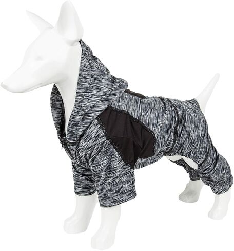 تي شيرت بغطاء للرأس للكلاب من Pet Life ® Active Downward مع تي شيرت مرن لكامل الجسم - بدلة رياضية خفيفة الوزن للياقة البدنية للكلاب وملابس يوجا للكلاب تتميز بتمدد في 4 اتجاهات، وتكنولوجيا عاكسة وسريعة الجفاف in Kuwait