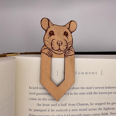 Handmade Genuine Leather Peek a Boo Cute Rat Pagekeeper Bookmark, Unique Gifts for Readers, Choose Your Favorite Design. Brown (Cute Rat) in Kuwait
