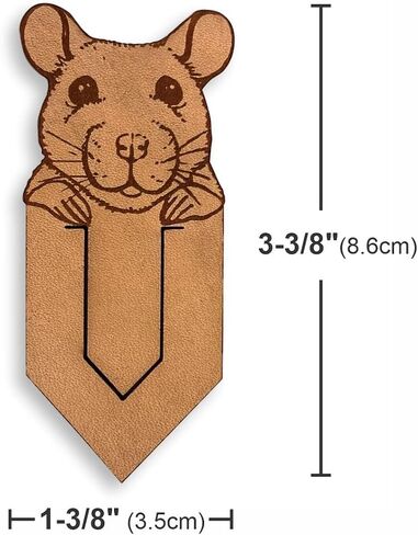 Handmade Genuine Leather Peek a Boo Cute Rat Pagekeeper Bookmark, Unique Gifts for Readers, Choose Your Favorite Design. Brown (Cute Rat) in Kuwait