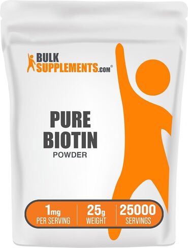 BULKSUPPLEMENTS.COM مسحوق البيوتين النقي - فيتامين ب7، مكمل البيوتين، فيتامينات البيوتين لبشرة الشعر والأظافر - نقي وخالي من الغلوتين، 1 مجم لكل وجبة، 25 جرام (0.88 أونصة)، عبوة من 1 in Saudi Arabia