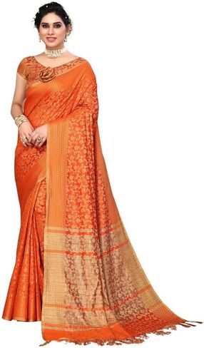 SIRIL Jacquard Tassel Cotton Silk Saree With Unstitched Blouse Piece in Kuwait