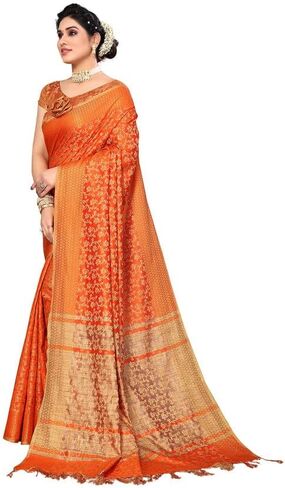 SIRIL Jacquard Tassel Cotton Silk Saree With Unstitched Blouse Piece in Kuwait