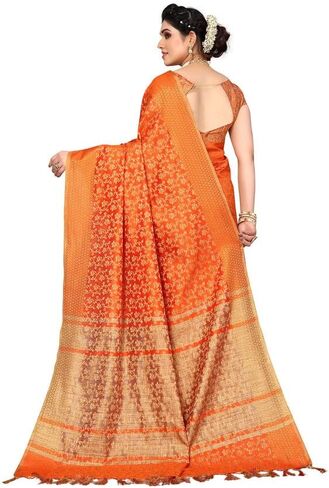 SIRIL Jacquard Tassel Cotton Silk Saree With Unstitched Blouse Piece in Kuwait