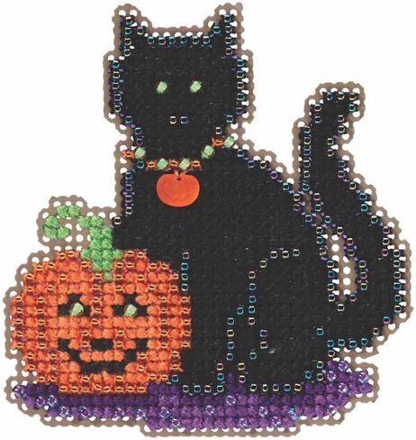 Wendy's Cat Beaded Halloween Counted Cross Stitch Kit Mill Hill 2015 Autumn Harvest MH185206 in Saudi Arabia