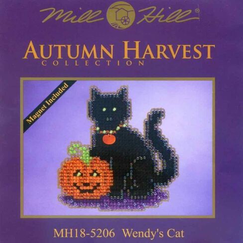 Wendy's Cat Beaded Halloween Counted Cross Stitch Kit Mill Hill 2015 Autumn Harvest MH185206 in Saudi Arabia