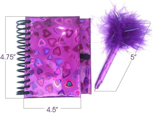 ArtCreativity Notebook and Pen Set for Kids, Set of 2, Feather-Tipped Pen and Small Glittery Note Pad with Loop Pen Holder Per Set, Fun Stationery Party Favors, Goodie Bag Fillers, Teacher Rewards in Saudi Arabia