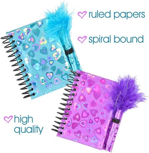 ArtCreativity Notebook and Pen Set for Kids, Set of 2, Feather-Tipped Pen and Small Glittery Note Pad with Loop Pen Holder Per Set, Fun Stationery Party Favors, Goodie Bag Fillers, Teacher Rewards in Saudi Arabia