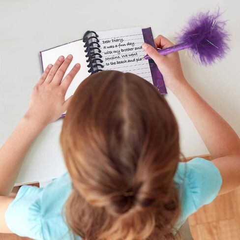ArtCreativity Notebook and Pen Set for Kids, Set of 2, Feather-Tipped Pen and Small Glittery Note Pad with Loop Pen Holder Per Set, Fun Stationery Party Favors, Goodie Bag Fillers, Teacher Rewards in Saudi Arabia