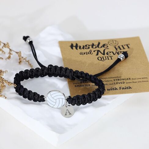 BAYLAY Volleyball Gifts for Teen Girls - 14K Whited Gold Plated Initial Volleyball Bracelets Volleyball Gifts Adjustable Volleyball Charm Bracelet Volleyball Gifts for Teen Girls in Saudi Arabia