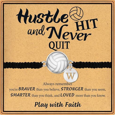 BAYLAY Volleyball Gifts for Teen Girls - 14K Whited Gold Plated Initial Volleyball Bracelets Volleyball Gifts Adjustable Volleyball Charm Bracelet Volleyball Gifts for Teen Girls in Saudi Arabia