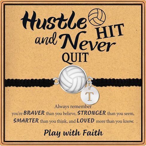 BAYLAY Volleyball Gifts for Teen Girls - 14K Whited Gold Plated Initial Volleyball Bracelets Volleyball Gifts Adjustable Volleyball Charm Bracelet Volleyball Gifts for Teen Girls in Saudi Arabia