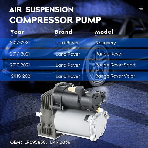 Air Suspension Compressor Pump Fit for Land Rover 2017-2021 Discovery Range Rover Range Rover Sport, 2018-2021 Range Rover Velar, Air Ride Compressor Pump with relay, Replace for LR095838, LR140036 in Saudi Arabia