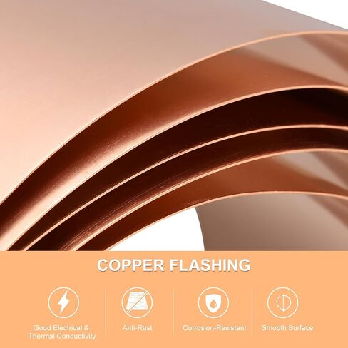 uxcell Copper Sheet Roll 2000mm x 10mm x 0.1mm, 99.9% Pure Copper Strip Copper Flashing Metal Foil Plate for Electricity DIY Projects (Multiple Sizes) in Kuwait