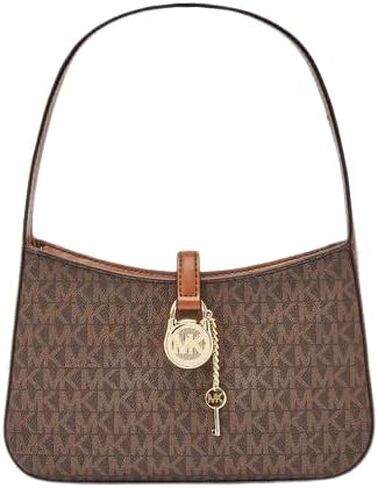 Michael Kors Lyra Small Embossed Zip Pouchette Shoulder Handbag Brown in Saudi Arabia
