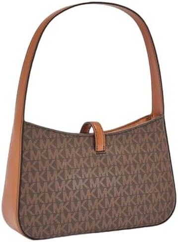 Michael Kors Lyra Small Embossed Zip Pouchette Shoulder Handbag Brown in Saudi Arabia