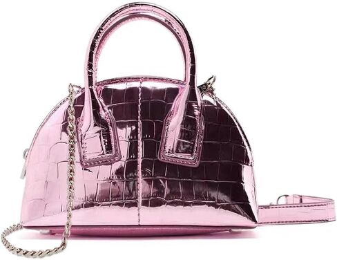 Mini Silver Crossbody Purse for Women Gold Purse Cute Small Top Handle Purses Pink Metallic Bag Shiny Chain Handbag in Saudi Arabia