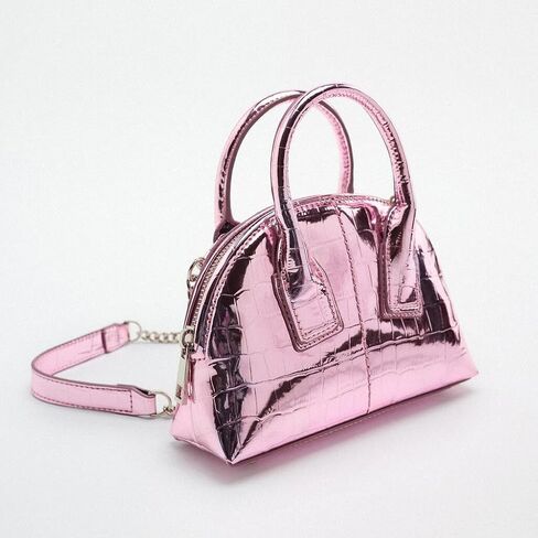 Mini Silver Crossbody Purse for Women Gold Purse Cute Small Top Handle Purses Pink Metallic Bag Shiny Chain Handbag in Saudi Arabia