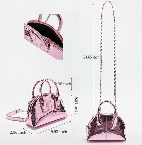 Mini Silver Crossbody Purse for Women Gold Purse Cute Small Top Handle Purses Pink Metallic Bag Shiny Chain Handbag in Saudi Arabia