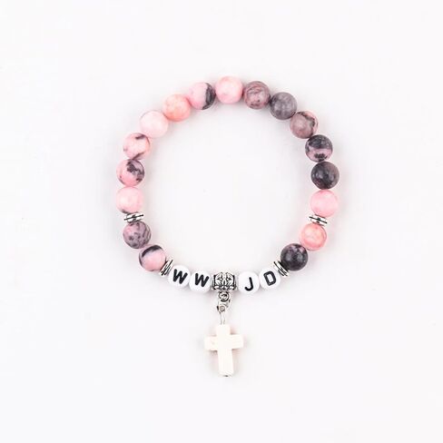 WWJD Natural Stone Bead Bracelet for Women Men What Would Jesus Do Inspirational Religious Bracelets Elevated Faith Christian Gifts Easter Thanksgiving Christmas Jewelry in Saudi Arabia