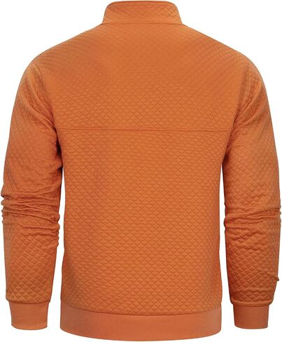 Casual Sweatshirts for Men Pullover Mens Sweatshirt Long Sleeve Button Stand Collar Quilted Sweatshirts with Pocket in Kuwait