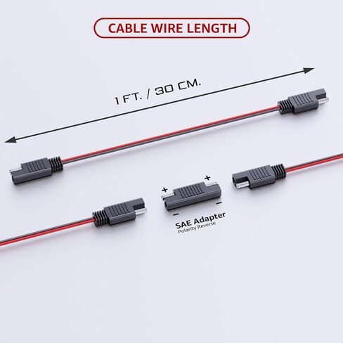 MADCATZ SAE to SAE Extension Cable Quick Disconnect Connector Wire Harness 1 Ft -16 AWG for Automotive, Solar Panel SAE Plug EV, Charging Adapter, Battery, Cars (5 pcs with 5 Adapter /10 Cover) in Kuwait