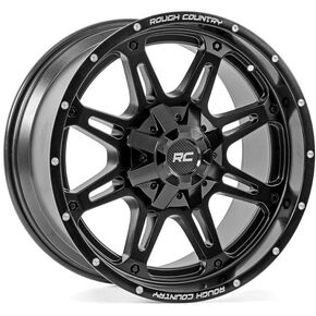 Rough Country One-Piece Series 94 Wheel 20x10 Black w/Milled Accents (6x5.5/6x135) -94201012 Painted and Test Fit Before Mounting Tires (20 x 10. inches /6 x 5 inches, -18 inches Offset)