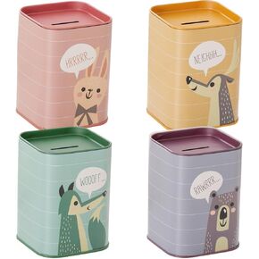 FAVOMOTO 4PCS Piggy Bank، جرة توفير الكرتون Piggy Bank Money Bank Cash Coin Jar صندوق توفير المال لحامل العملات المعدنية المزخرفة الصغيرة in Kuwait