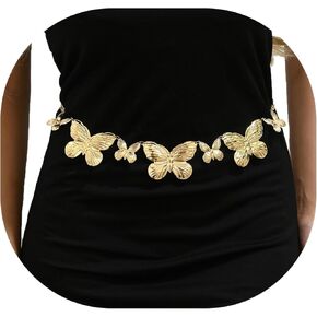 Boho Butterfly Waist Chain Gold Silver Body Chain Butterflies Pendant Belly Chains Beach Body Accessories for Women and Girls
