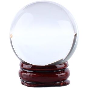 GOTOTOP Quartz Crystal Healing Ball Clear Crystal Ball Asian Rare Quartz Clear Crystal Ball Wooden Stand Quartz Ball Holder Wood Display Stand Base Orb