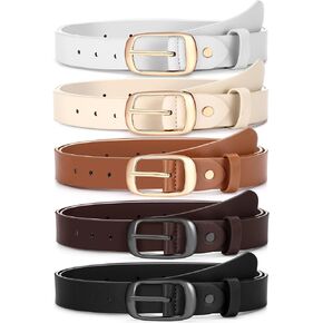 SATINIOR 5 Pack Women Leather Belts for Jeans Ladies Waist Belt Women's Belt with Pin Buckle for Pants Dress