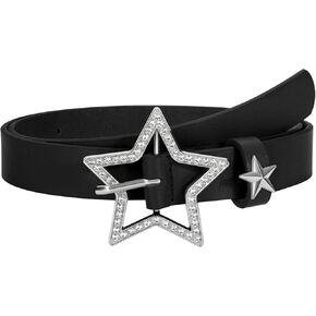 LEACOOLKEY Women Faux Leather Belt Star Buckle 2000s Accessory Fashion Waist Belt for Jeans Dress