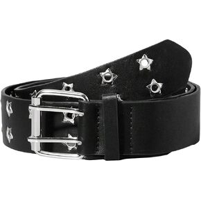 Verdusa Women's Double Grommet PU Leather Belt Punk Buckle Waist Belts