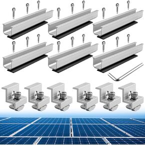 Solar Panel Bracket Kit, 6 Pcs Aluminium Mounting Rail 30mm/35mm Include 6 Screws M8 * 25mm, Z-Bracket Set, Solar Mounting Rail Connector for Metal Roof, Tin Roof, Flat Roof, Sheet Roof