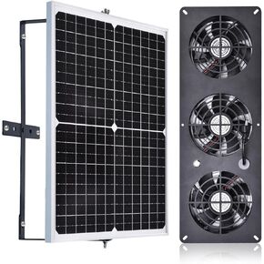 Solar 3 Fan Kit 25W Solar Panel Solar Powered Fan Exhaust Fan for Chicken Coop Greenhouse Attic Outdoor Shed 3500RPM 10ft Cord IP67 Waterproof On/Off Switch