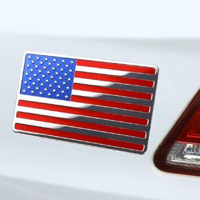 6 Pieces American Flag Metal Car Sticker 3D USA Flag Decal Aluminum Alloy Car Stickers Patriotic Emblem Decal for Cars, Truck, SUV, Motorcycle, Window(Regular and Reverse Orientation,3.1 x 2 inches)