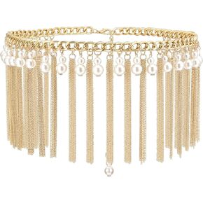 Ayliss Chain Waist Belt Metal Belly Dancing Belt Dress Fashion Waist Chain Belly Dance Hip Belt Tassel Pearl Link Belt