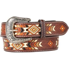 ARIAT Ladies Southwest Leather Belt w/Antique Silver Buckle