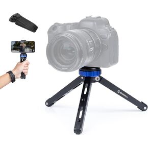 Moman Tabletop Tripod with 360 Degree Camera Ball Head, with 1/4 and 3/8 Screws and Quick Release Plate for DSLR, CNC Aluminum Housing